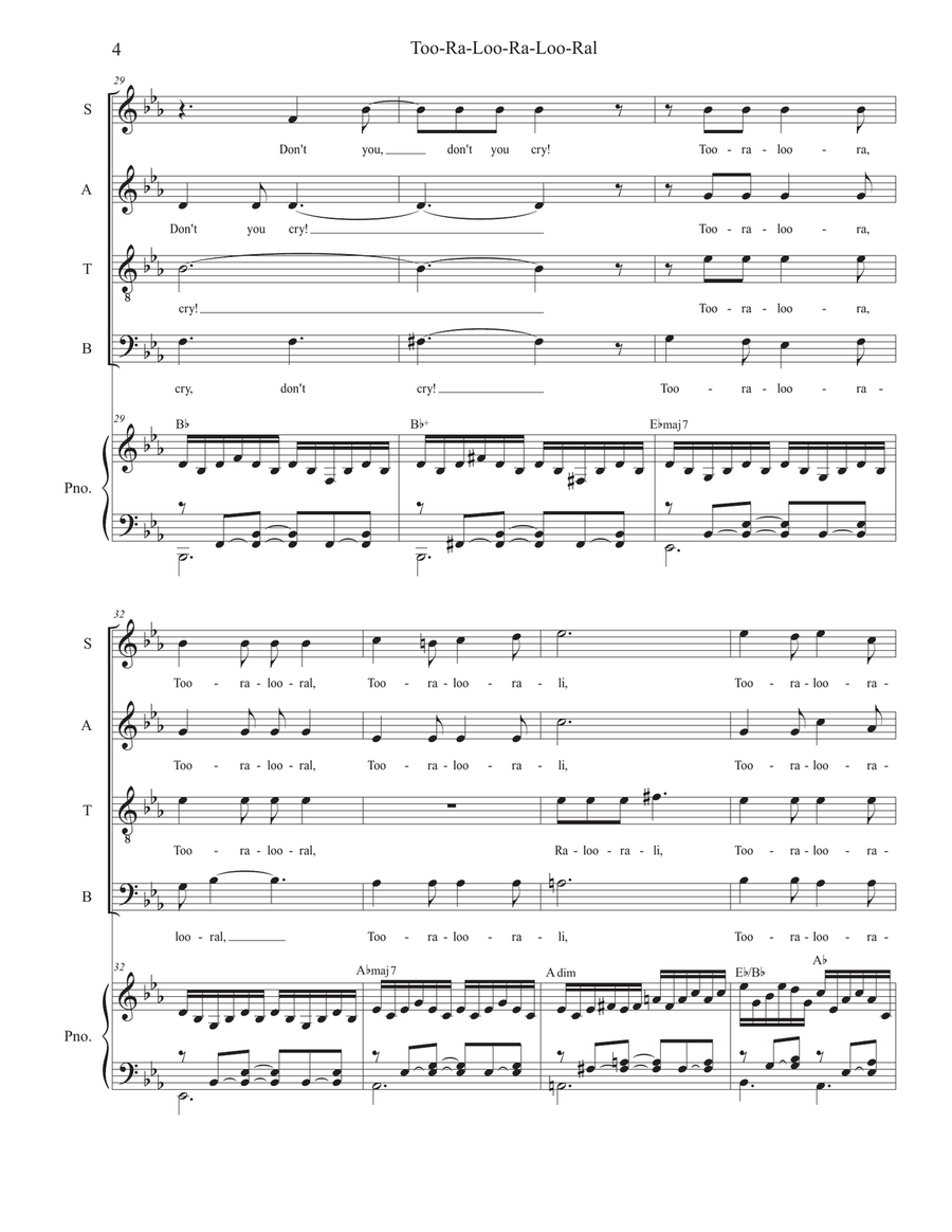 Too-Ra-Loo-Ra-Loo-Ral (That's an Irish Lullaby) (for SATB) 4-Part scores gallery preview page 4