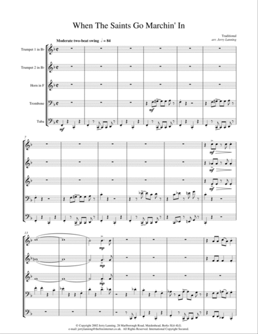 When The Saints Go Marchin' In (brass quintet) Brass Quintet scores gallery preview page 2