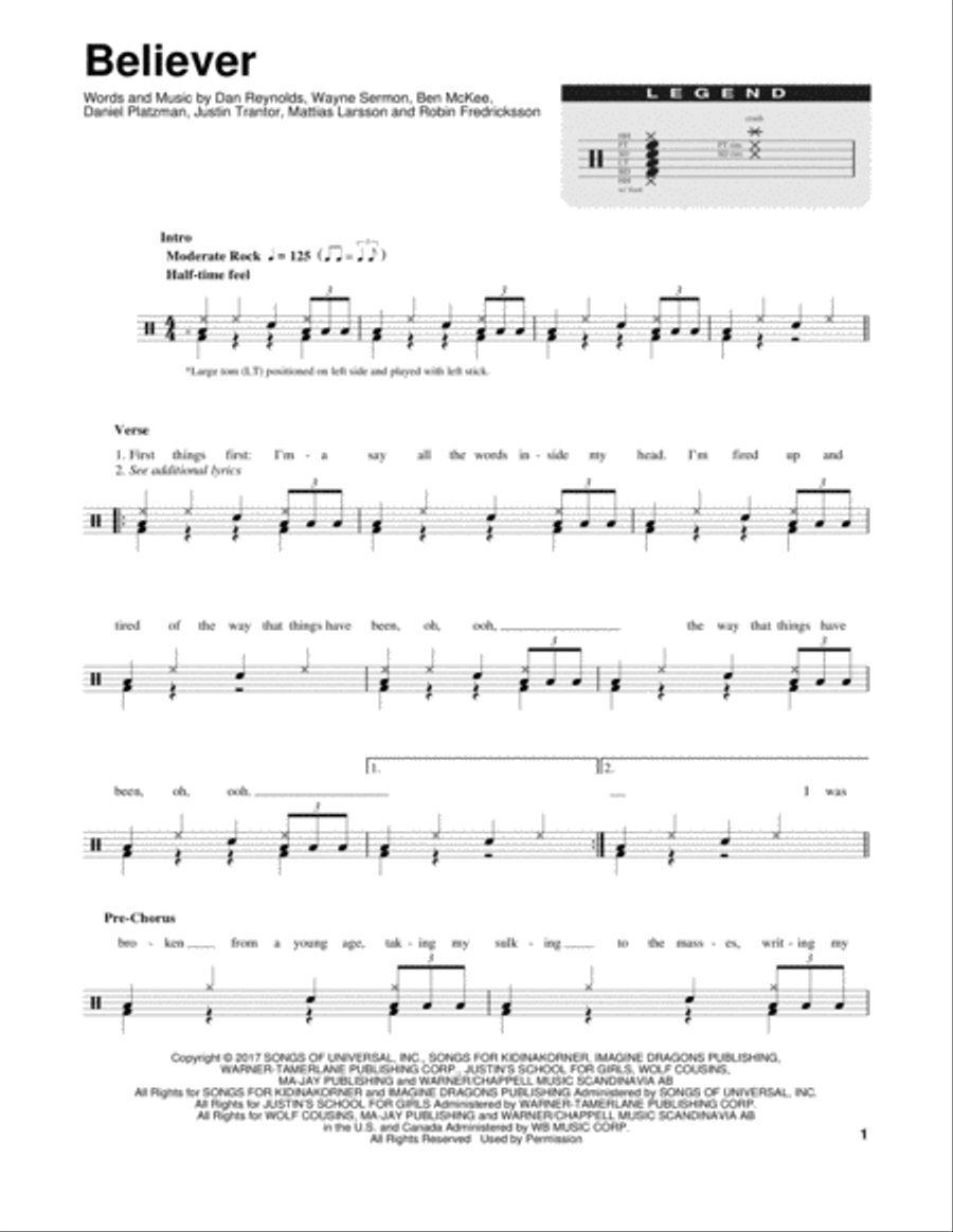 Believer Believer Drum Set scores gallery preview page 1