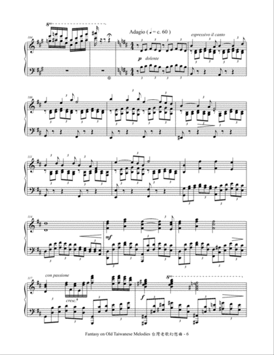 Fantasy on Old Taiwanese Melodies Piano Solo scores gallery preview page 6