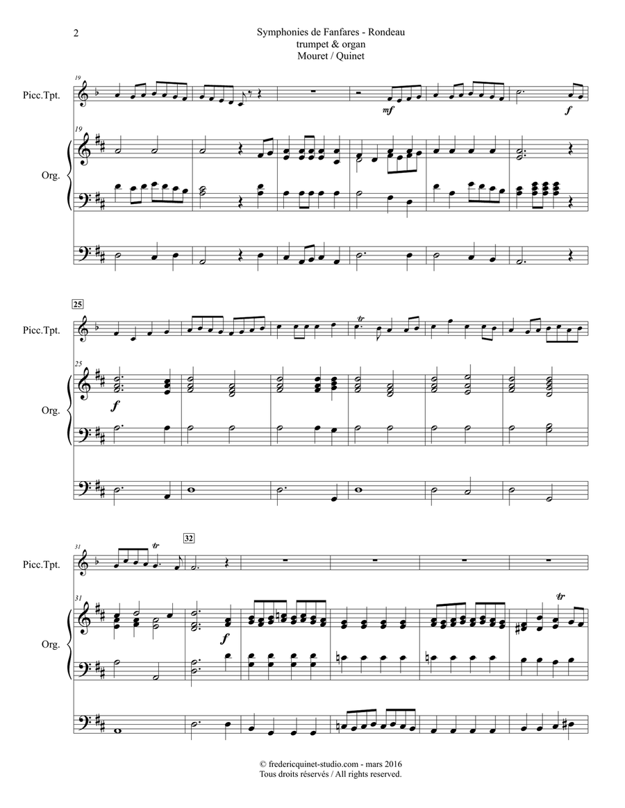 Rondeau for Piccolo Trumpet & Organ Trumpet Duet scores gallery preview page 4