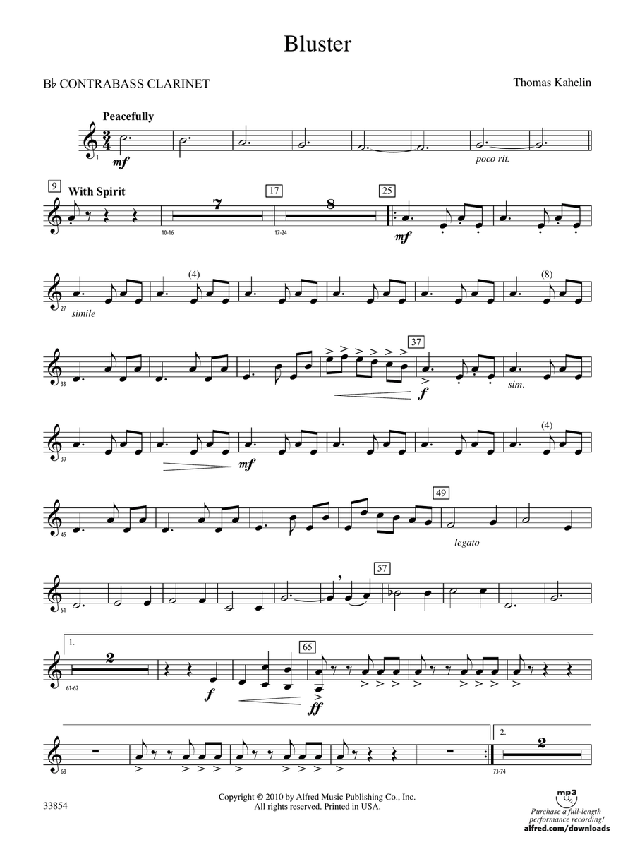 Bluster: (World Part) B-flat Contrabass Clarinet