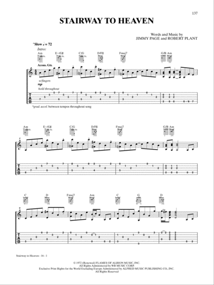 Stairway To Heaven Guitar Tablature scores gallery preview page 1