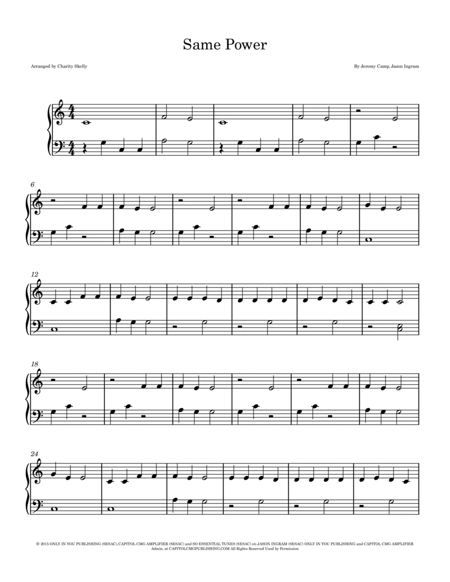 Same Power Same Power Easy Piano scores gallery preview page 1