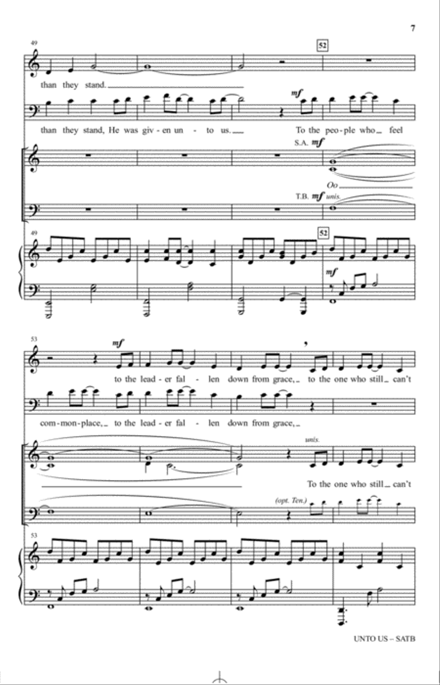 Unto Us 4-Part scores gallery preview page 6