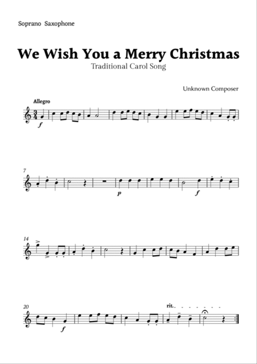 We Wish you a Merry Christmas for Sax Ensemble Trio Woodwind Ensemble scores gallery preview page 2