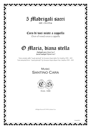 Book cover for O Maria, diana stella - Madrigale sacro per coro di voci miste a cappella