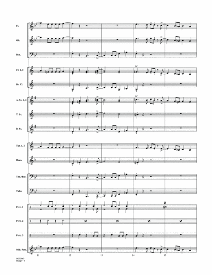 Happy (from Despicable Me 2) - Conductor Score (Full Score) Concert Band scores gallery preview page 4