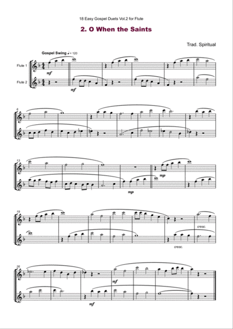 18 Easy Gospel Duets Vol.2 for Flute Flute Duet scores gallery preview page 4