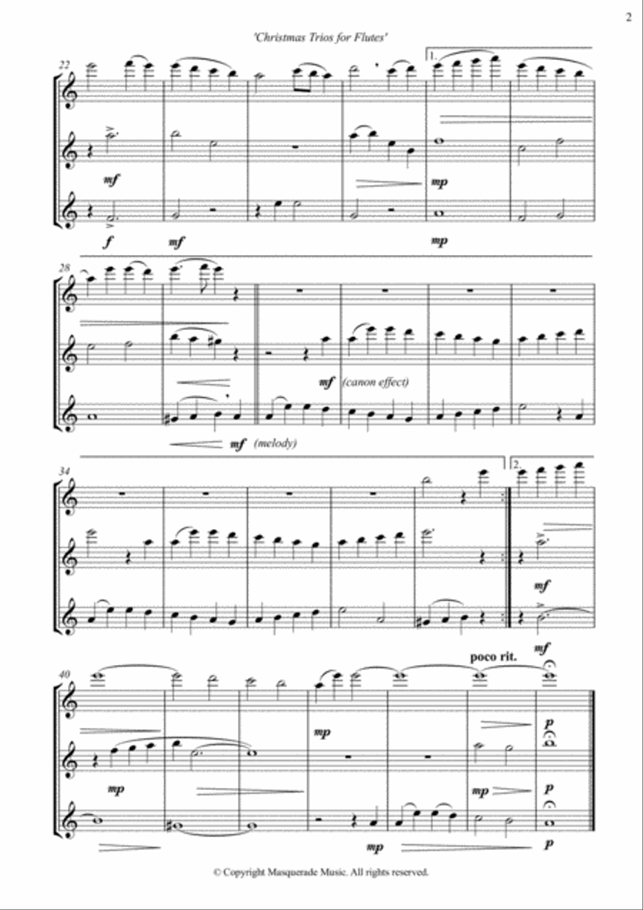 Christmas Flute Trios; 7 Festive favourites for mixed abilities Flute Trio scores gallery preview page 2