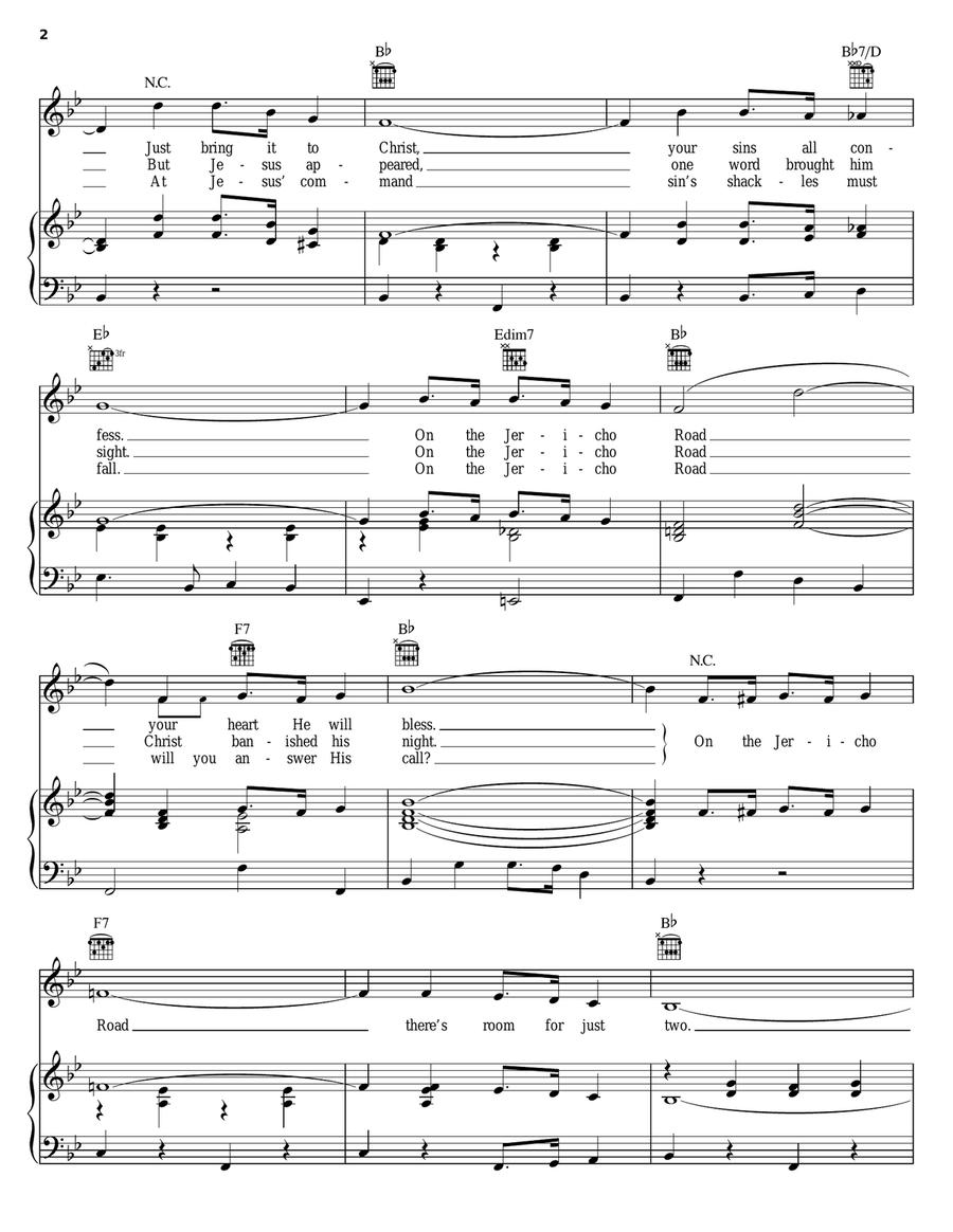 On The Jericho Road Piano, Vocal, Guitar scores gallery preview page 2