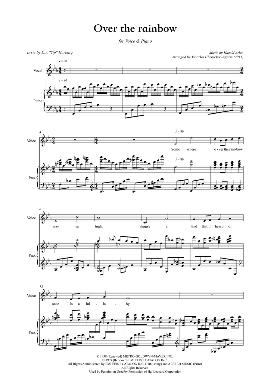 Over The Rainbow (from The Wizard Of Oz) Piano, Vocal scores gallery preview page 1