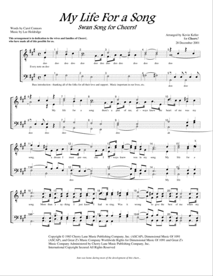 My Life For A Song TTBB scores gallery preview page 1
