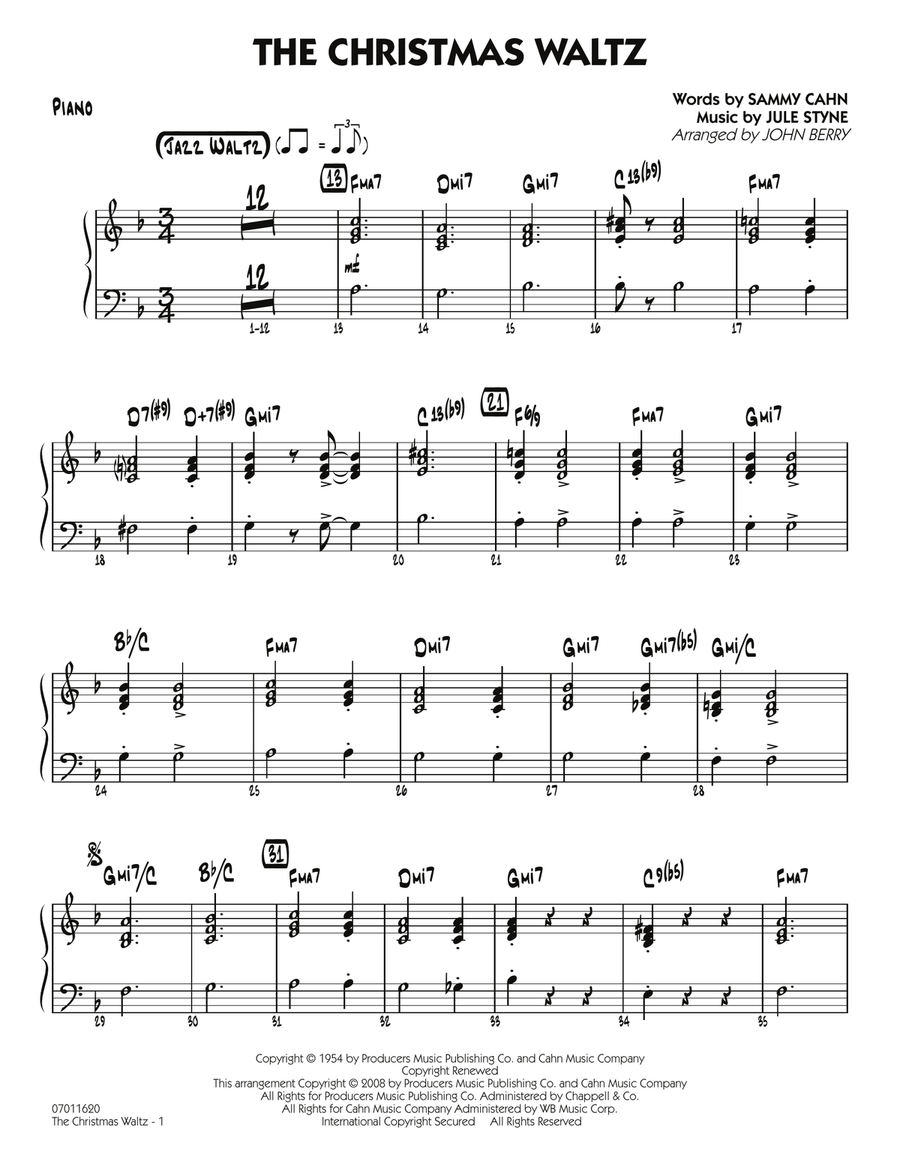 The Christmas Waltz - Piano Jazz Ensemble scores gallery preview page 1