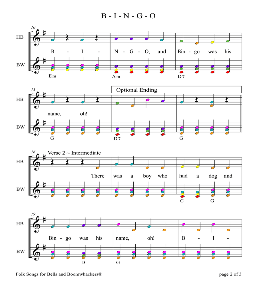 Colored bells cheap sheet music