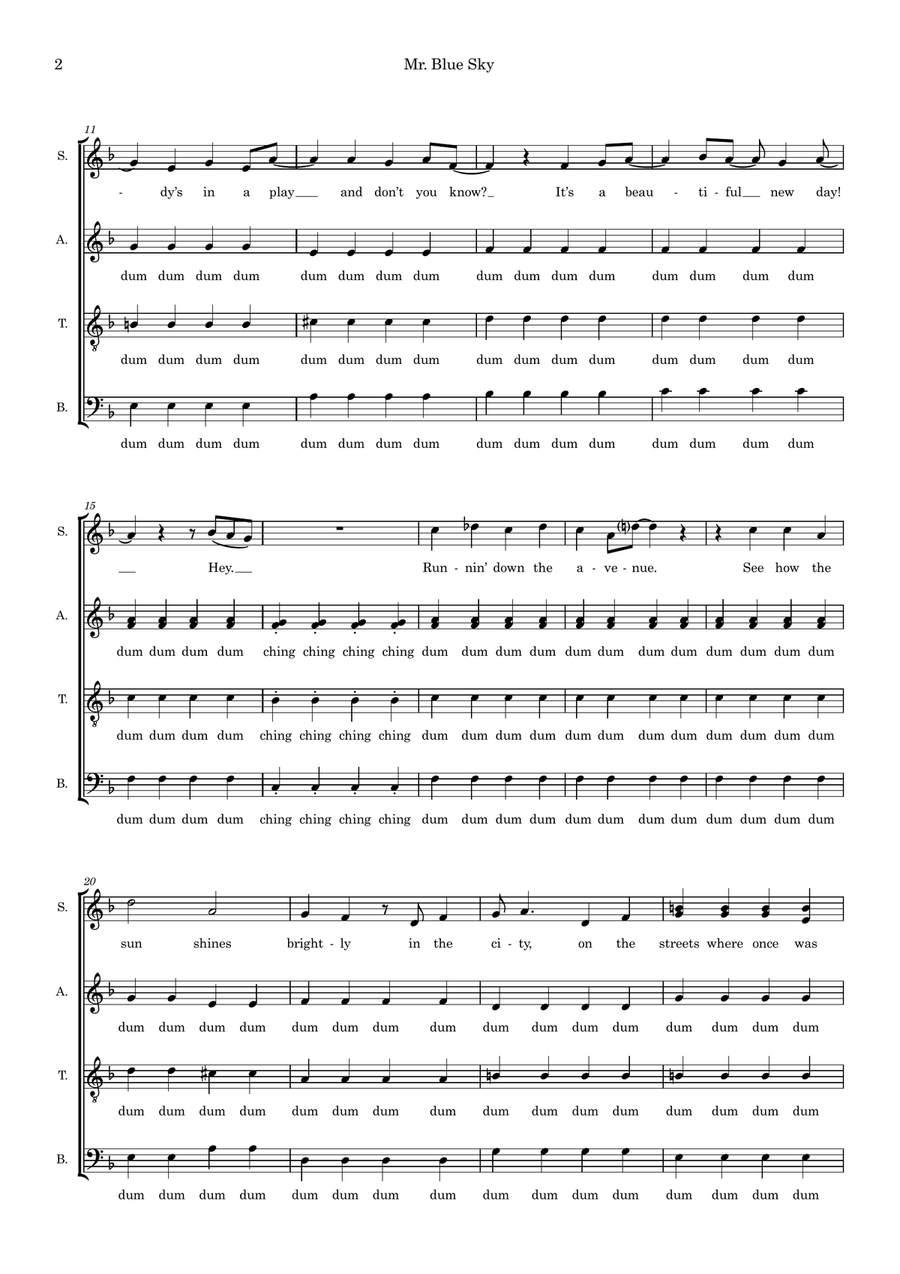 Mr. Blue Sky (arr. Ben See) 4-Part scores gallery preview page 2
