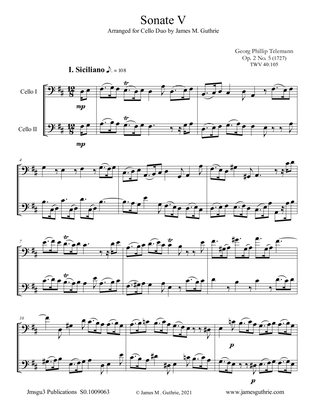 Telemann: Sonata Op. 2 No. 5 for Cello Duo