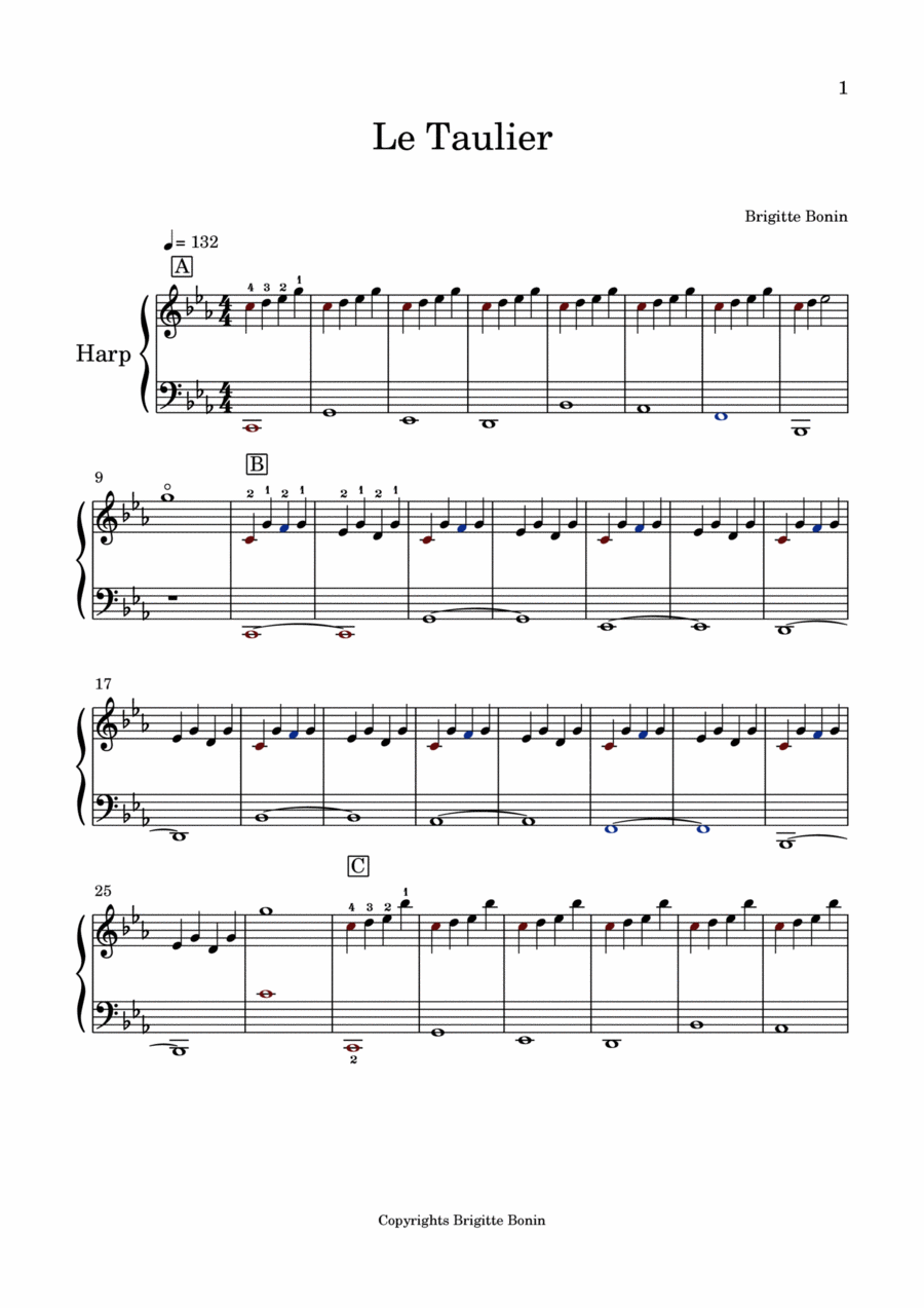Le Taulier Celtic Harp scores gallery preview page 1