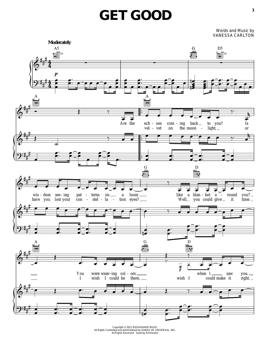 Get Good Get Good Piano, Vocal, Guitar scores gallery preview page 1