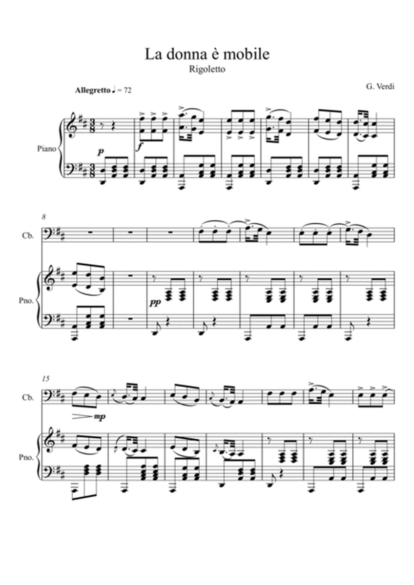 Giuseppe Verdi - La donna e mobile (Rigoletto) Double Bass - D Key image number null