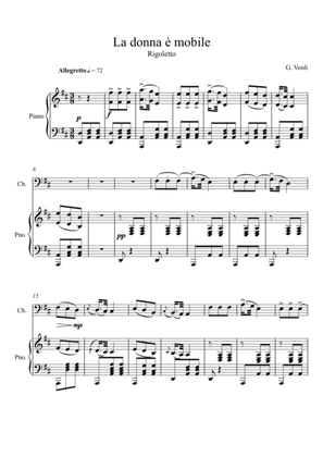 Giuseppe Verdi - La donna e mobile (Rigoletto) Double Bass - D Key
