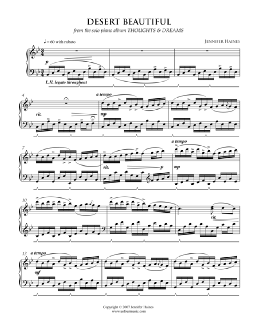 Desert Beautiful Piano Solo scores gallery preview page 1