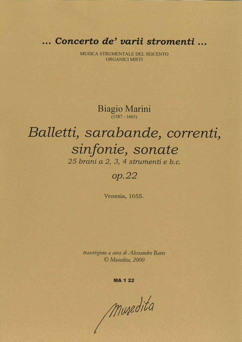 Balletti, sarabande, correnti, sinfonie, sonate op.22 (libro terzo)(Venezia, 1655)