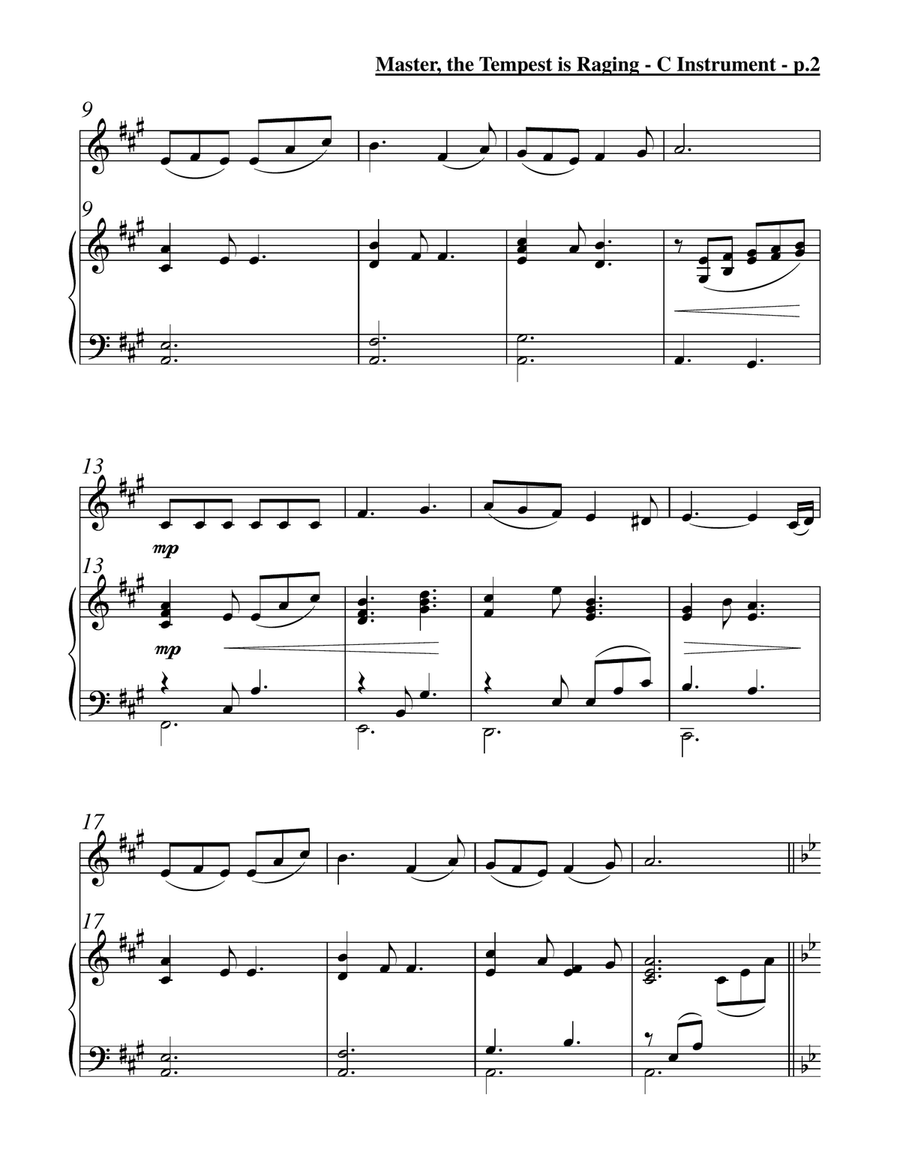 Master, the Tempest is Raging (Solo Flute & Piano) Flute Solo scores gallery preview page 3