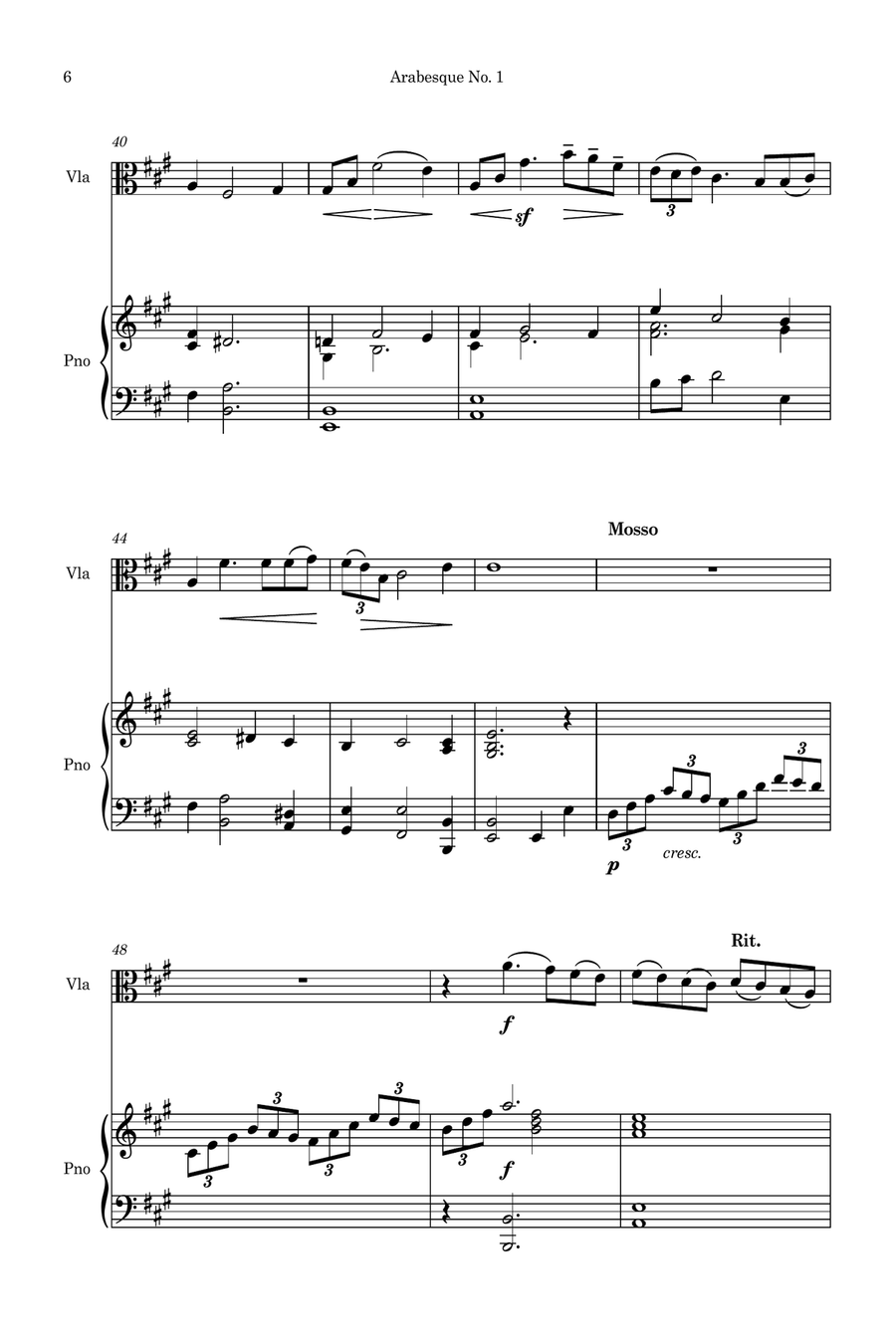 Arabesque No.1 (Simplified for Viola and Piano) Piano scores gallery preview page 6