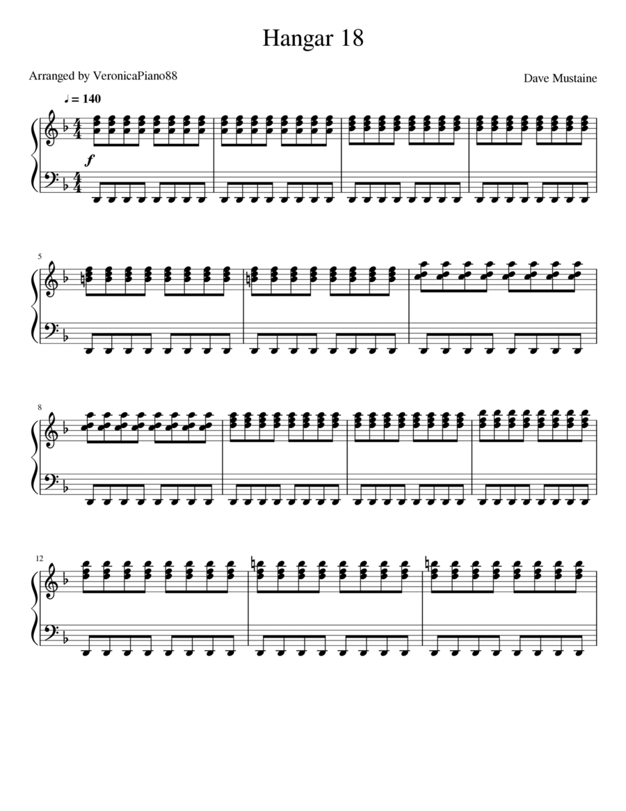 Hangar 18 Piano Solo scores gallery preview page 1