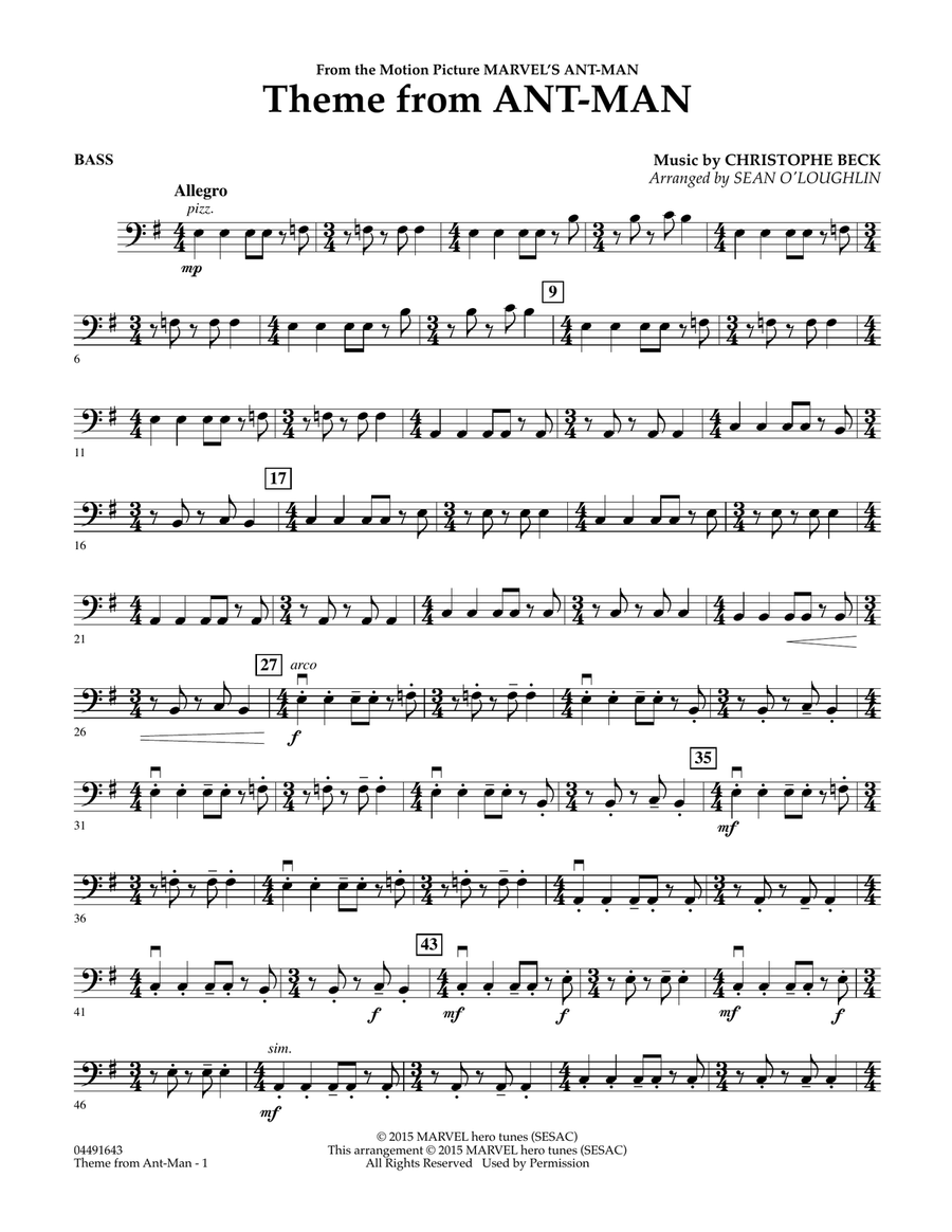 Theme from Ant-Man - Bass Orchestra scores gallery preview page 1