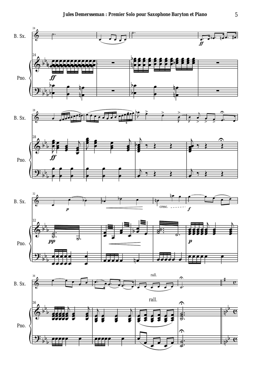 Jules Demersseman : Premier Solo : Allegretto et Allegro for baritone saxophone and piano Baritone Saxophone scores gallery preview page 5