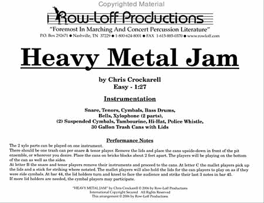 Heavy Metal Jam Heavy Metal Jam Percussion Ensemble scores gallery preview page 2