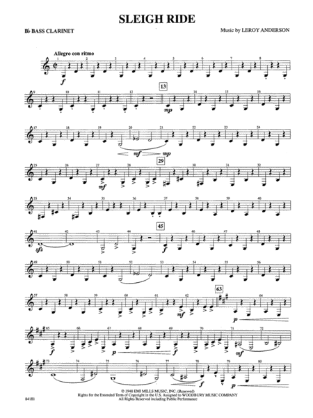 Sleigh Ride: B-flat Bass Clarinet