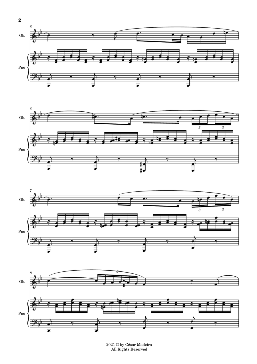 Ave Maria by Schubert - Oboe and Piano (Full Score and Parts) Piano scores gallery preview page 3