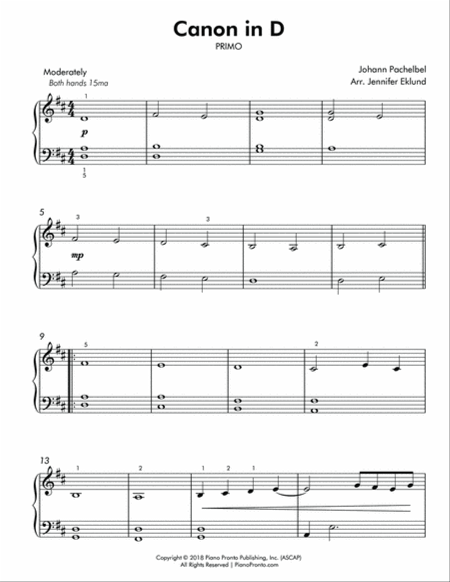Canon in D (Easy Duet) Easy Piano scores gallery preview page 3