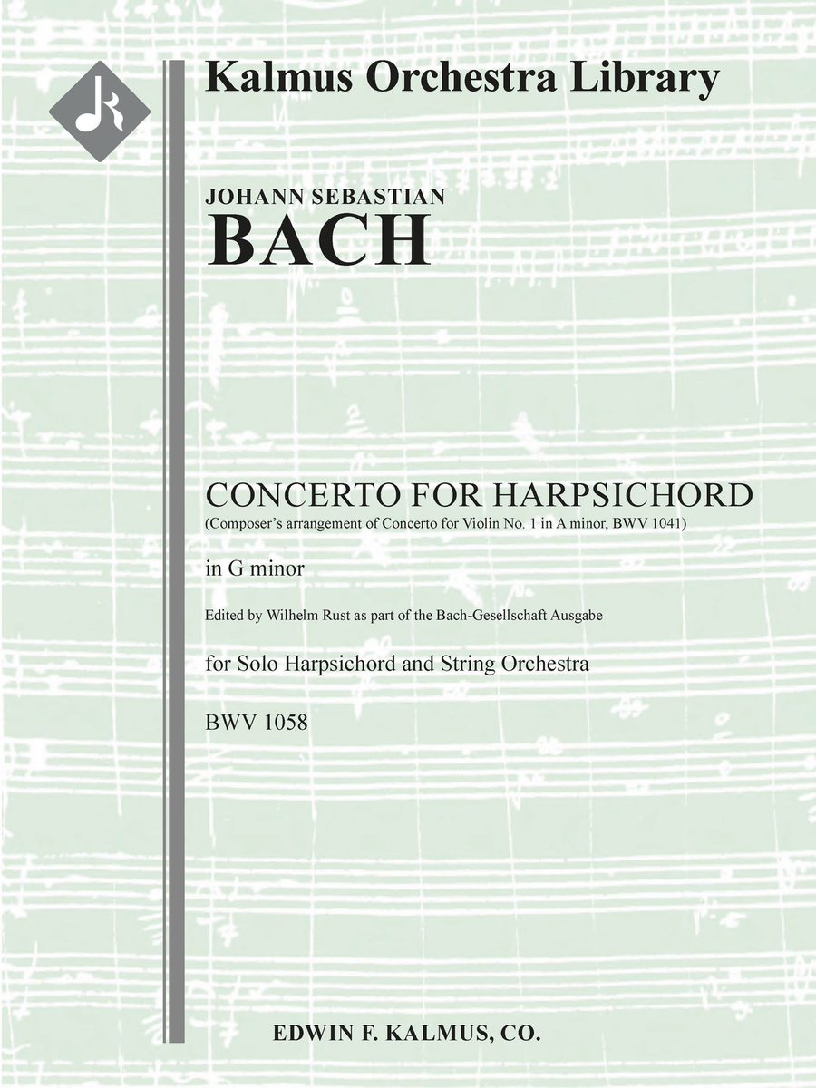 Concerto for Harpsichord in G minor, BWV 1058 [Concerto for Violin No. 1 in A minor, BWV 1041 - composer's arrangement] String Orchestra scores gallery preview page 1