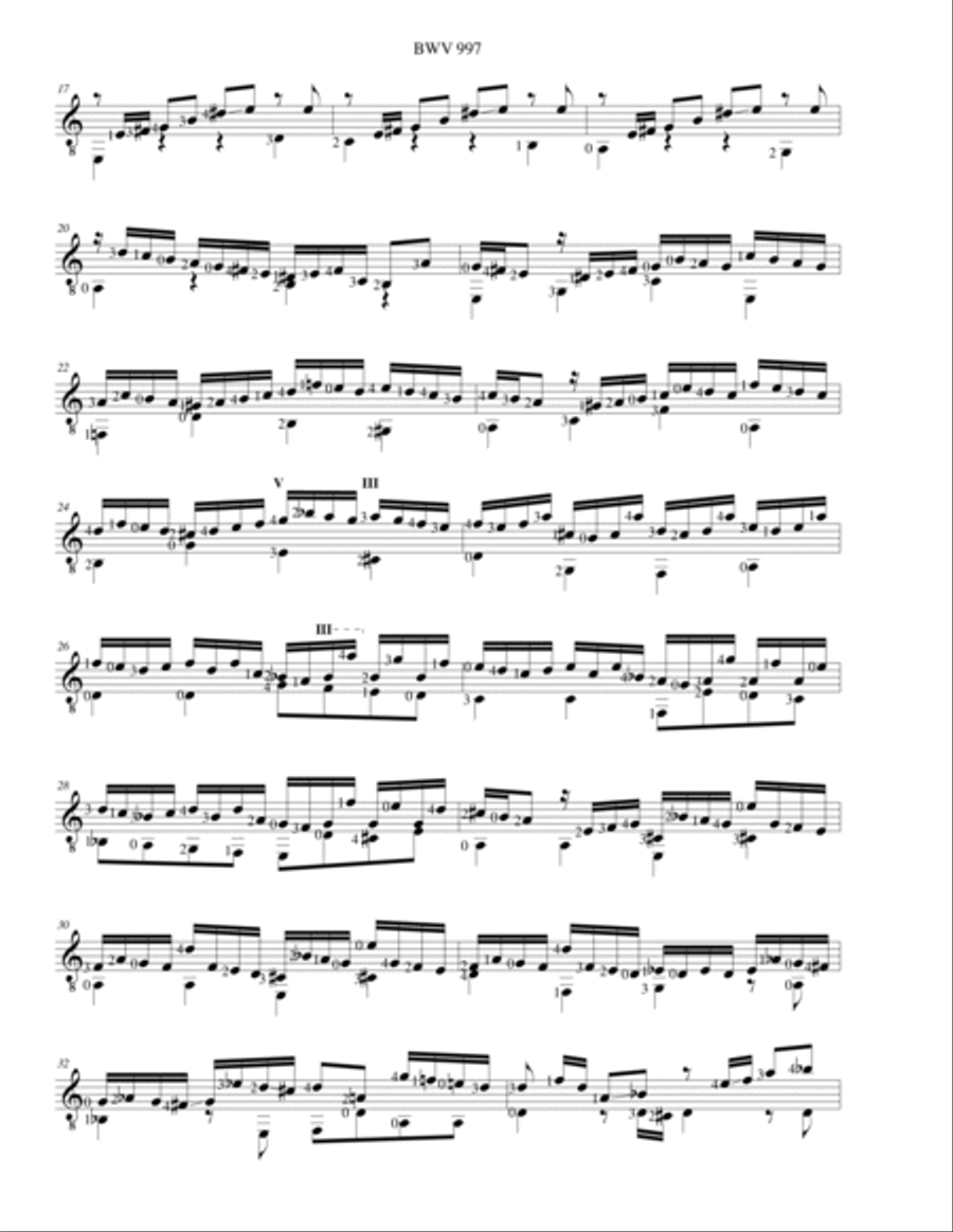 Bach Second Lute Suite BWV 997 Lute scores gallery preview page 3