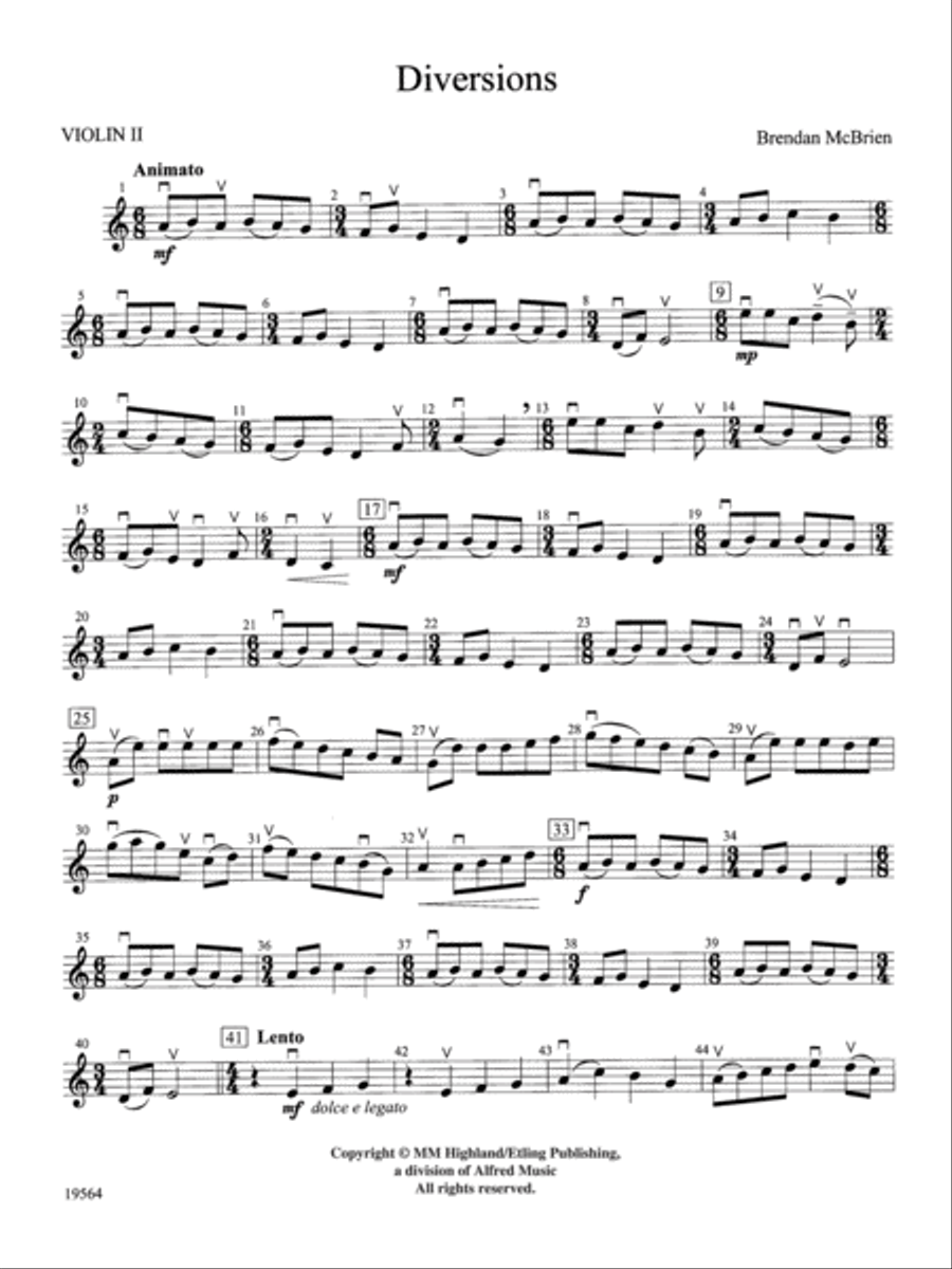 Diversions: 2nd Violin String Orchestra scores gallery preview page 1