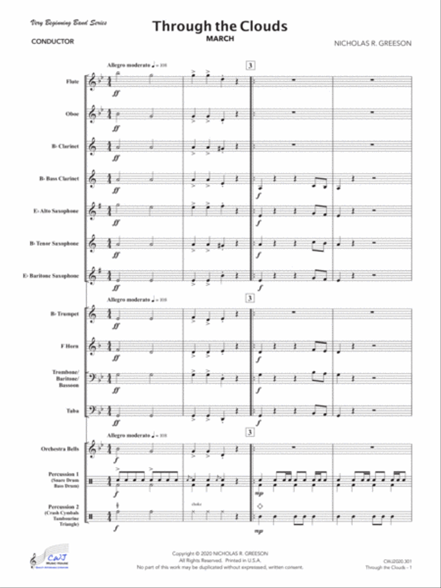 Through the Clouds Concert Band scores gallery preview page 4