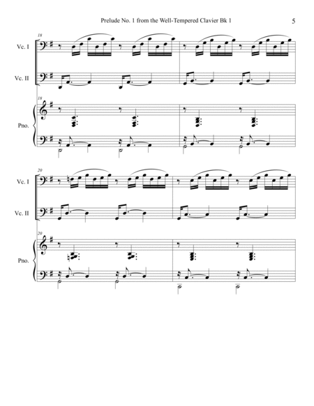 Prelude No.1 from The Well-Tempered Clavier Book 1 BWV 846 (Cello Duet) with optional piano accompan image number null
