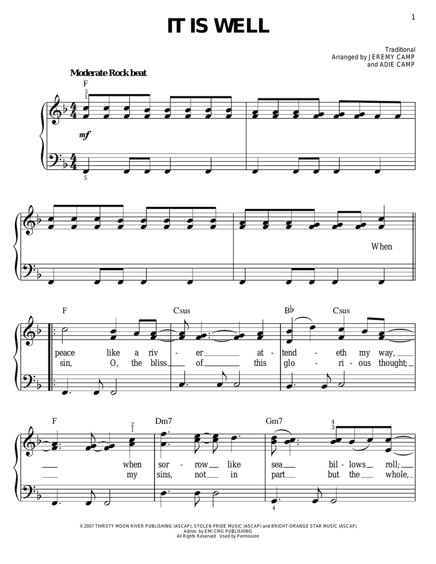 It Is Well Easy Piano scores gallery preview page 1