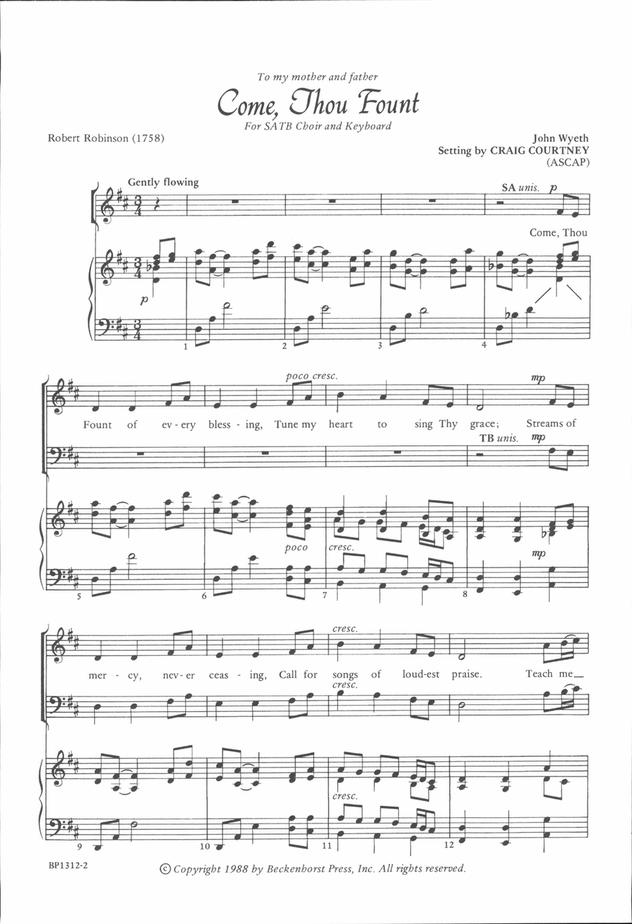 Come, Thou Fount - Courtney 4-Part scores gallery preview page 2