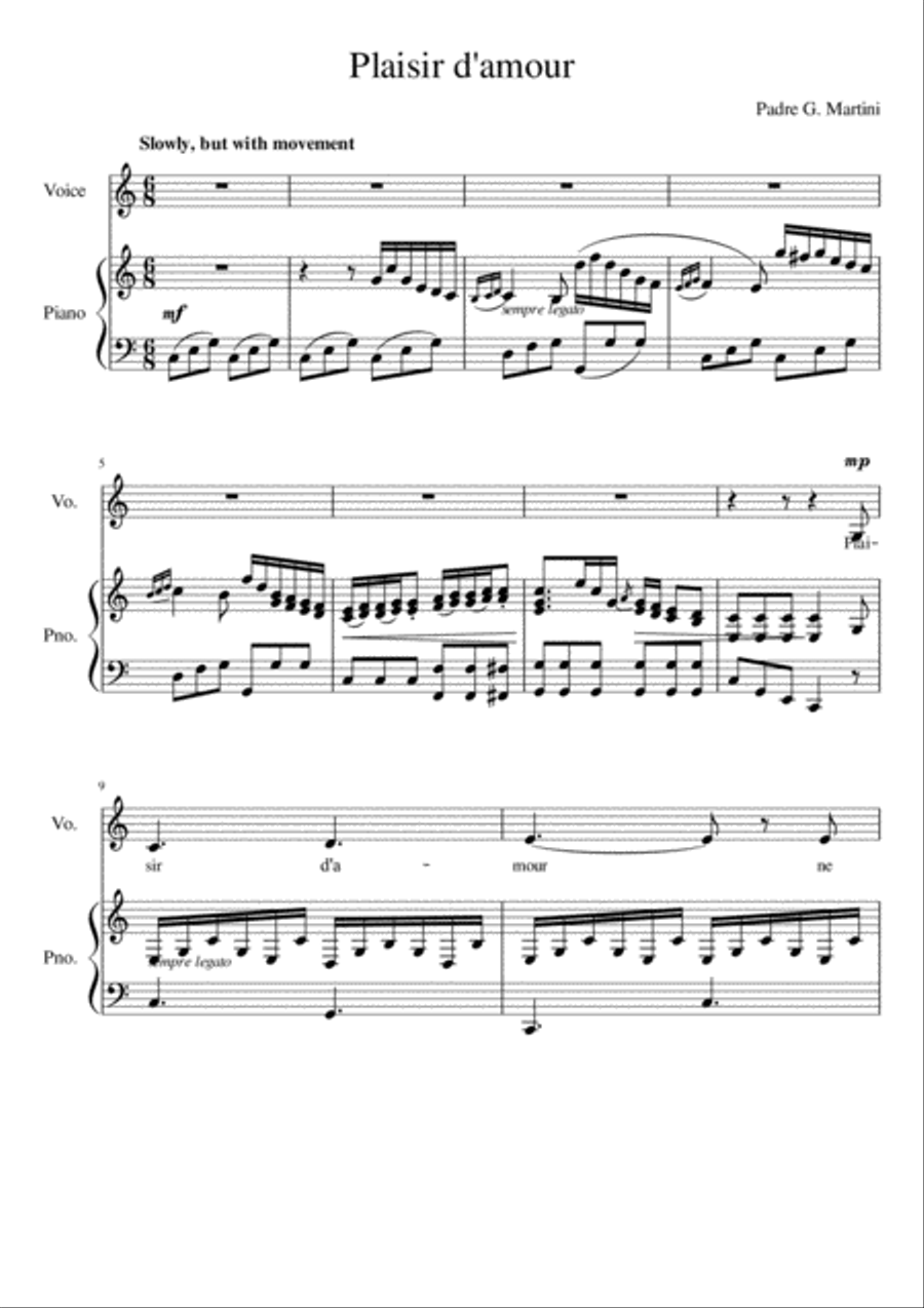 Plaisir d'amour - C Major Voice Solo scores gallery preview page 3