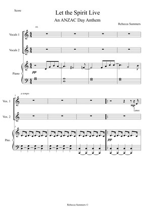 Let the Spirit Live (New! ANZAC Day Anthem for young voices 2-part, piano)