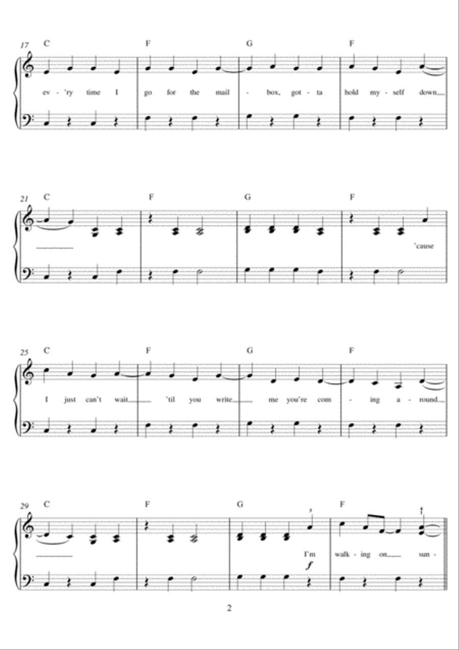 Walking On Sunshine Piano scores gallery preview page 2