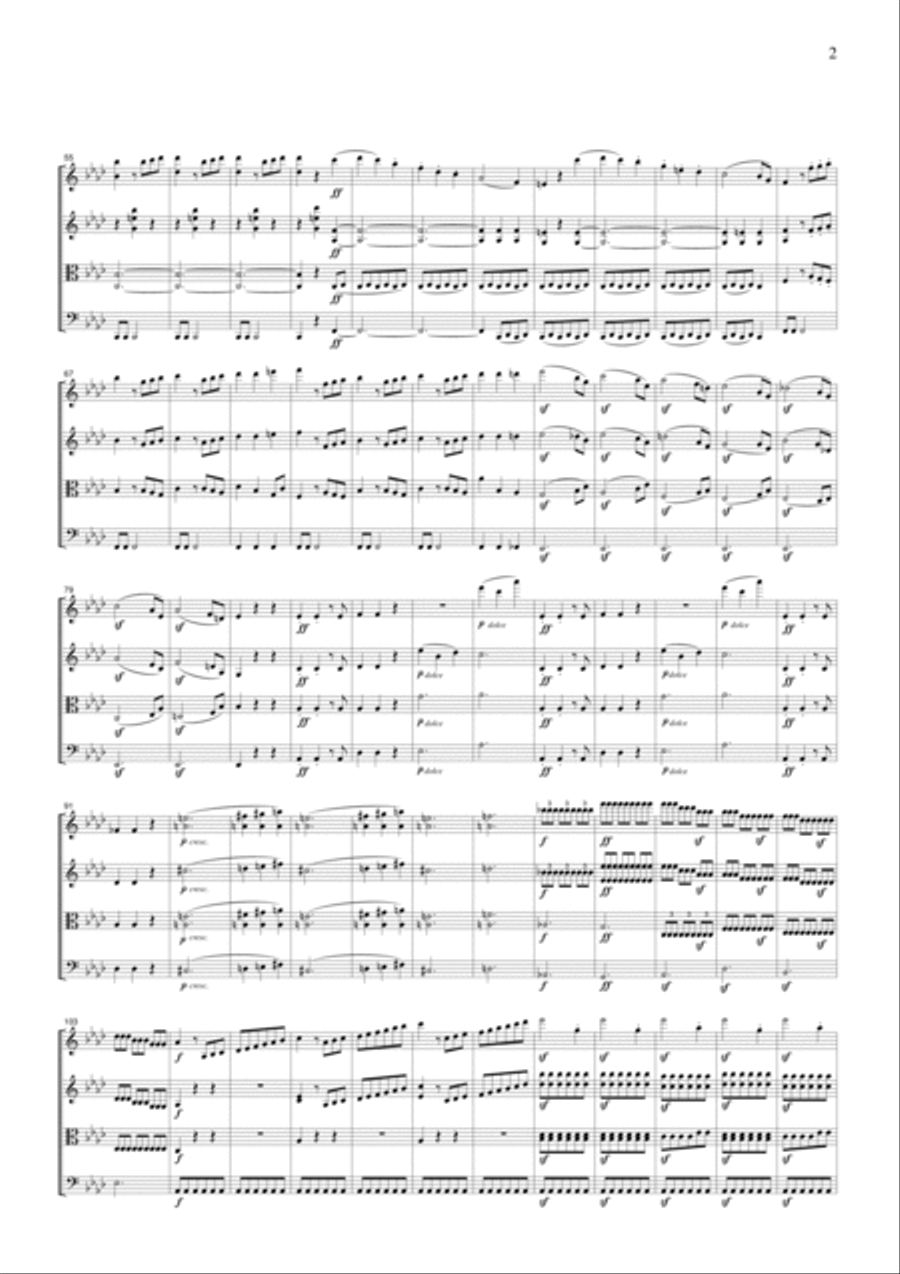 Beethoven Egmont Overture, for string quartet, CB004 String Quartet scores gallery preview page 2