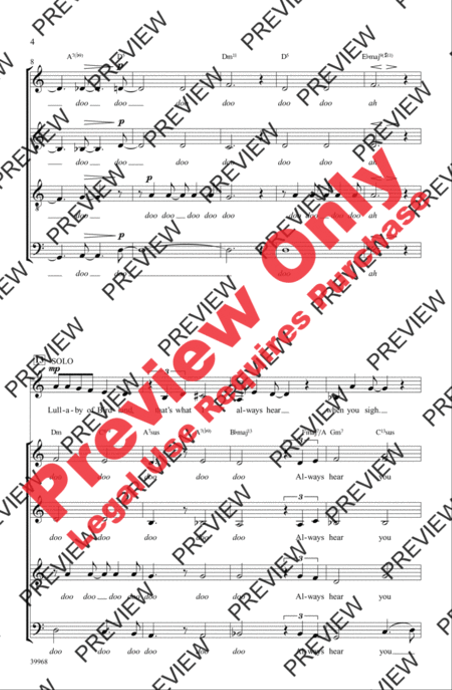 Lullaby of Birdland 4-Part scores gallery preview page 4