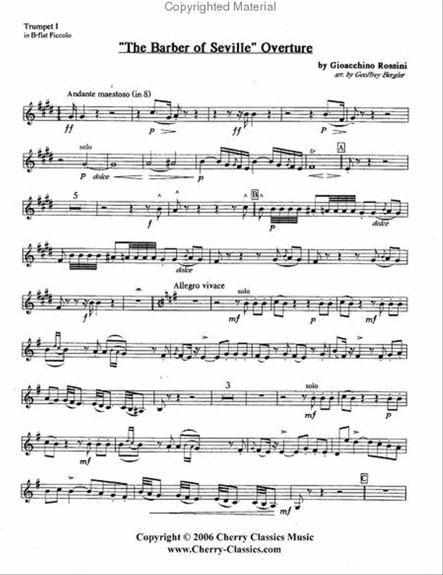 Barber of Seville Overture Brass Quintet scores gallery preview page 6