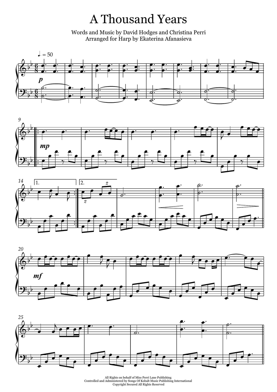 A thousand outlet years harp